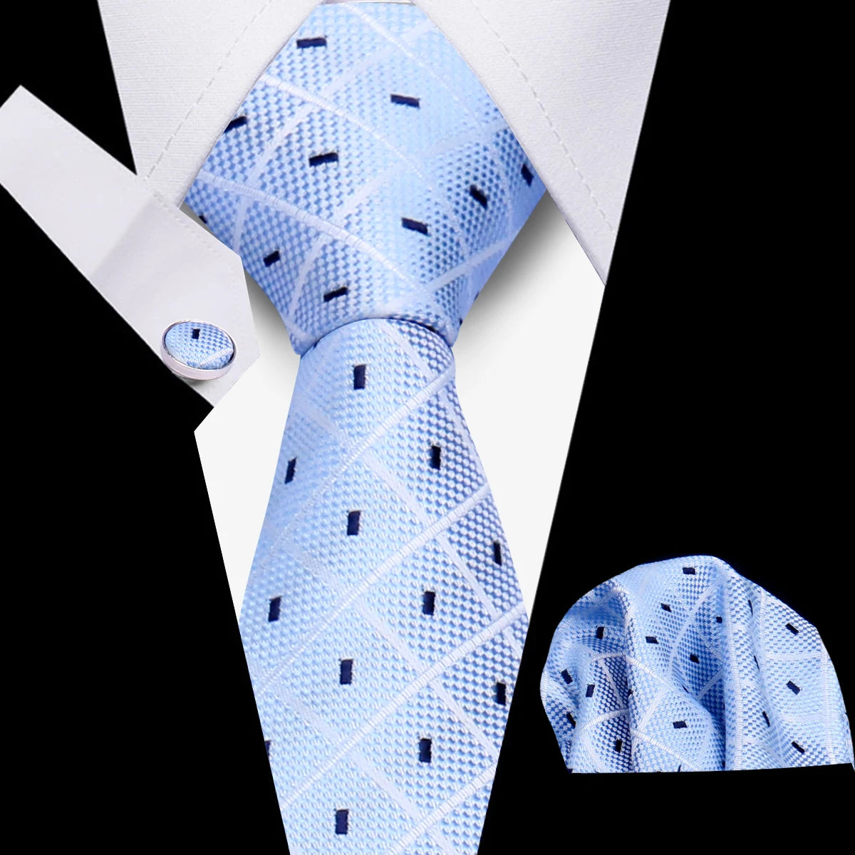Luxury Necktie Handcraft Cufflinks 3 Pcs Business Wedding Suit Accessories