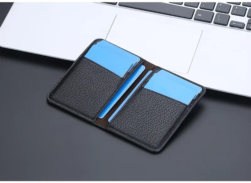 Men's Slim Bifold Wallet: Minimalist PU Leather Card Holder,Multi-Card Slots