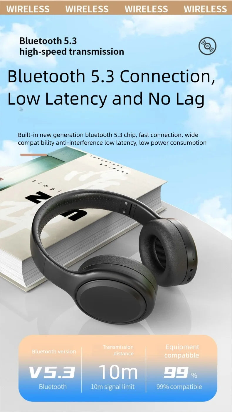 Wireless Bluetooth Over-Ear Headphones – HiFi Stereo, Noise Reduction, Sports & Gaming Headset