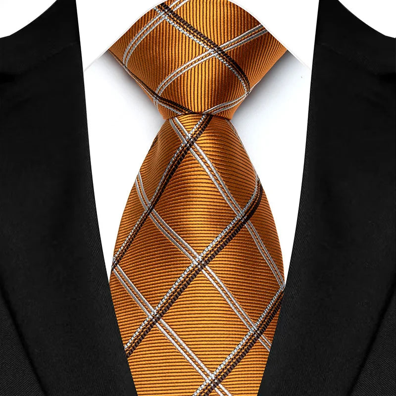 Luxury 8CM Orange Color Neck Tie For Party Jacquard Neckties Adult Brown Neck Ties
