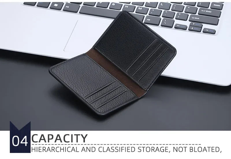 Men's Slim Bifold Wallet: Minimalist PU Leather Card Holder,Multi-Card Slots
