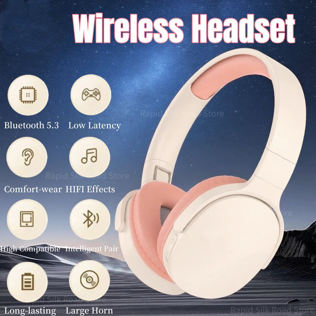 Wireless Bluetooth 5.3 Headphones – Foldable HiFi Stereo Sound, Deep Bass & Long Battery Life