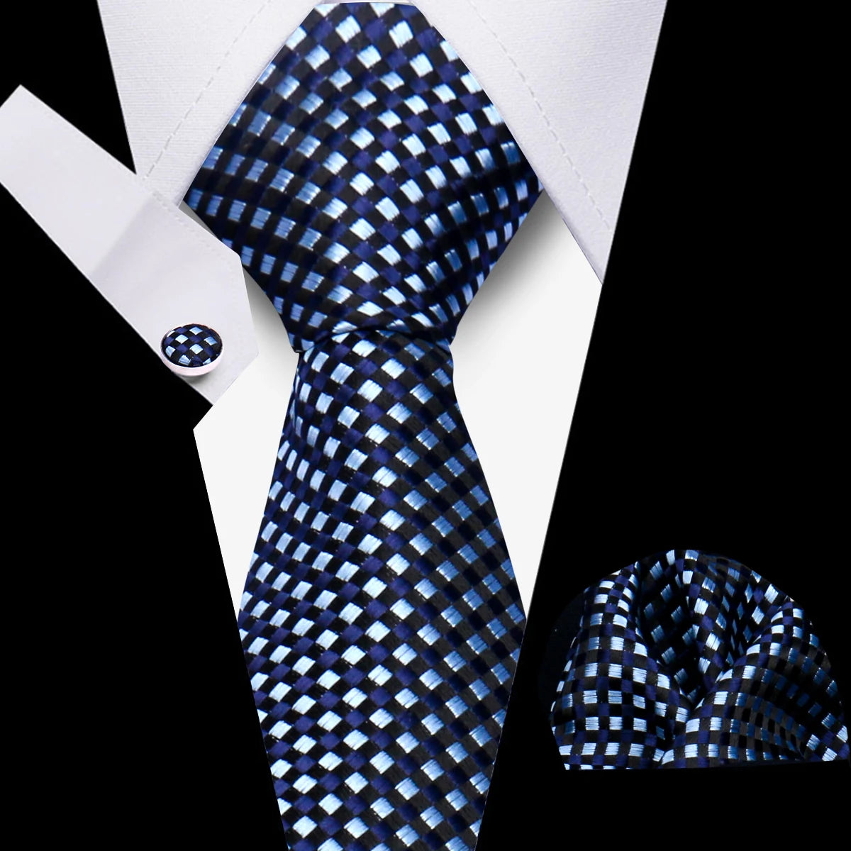 Luxury Necktie Handcraft Cufflinks 3 Pcs Business Wedding Suit Accessories