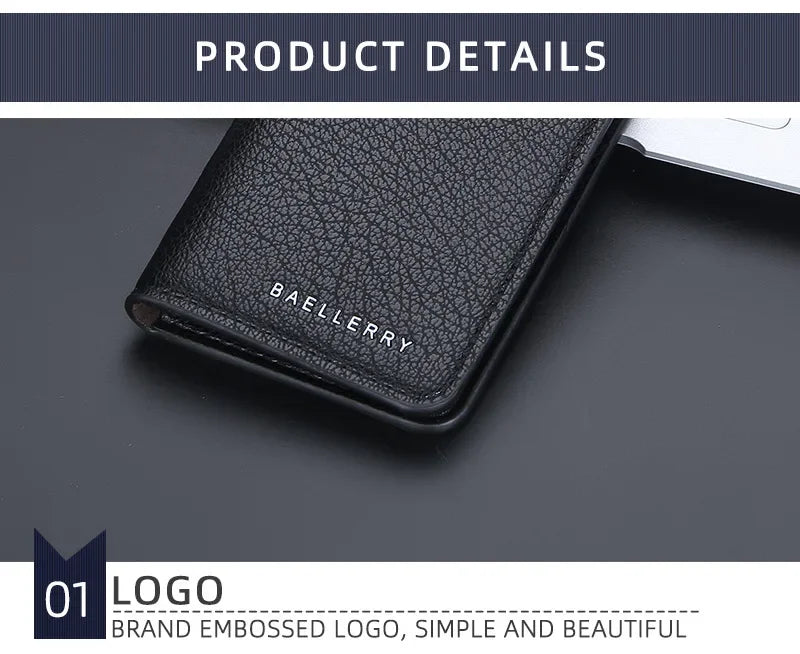 Men's Slim Bifold Wallet: Minimalist PU Leather Card Holder,Multi-Card Slots