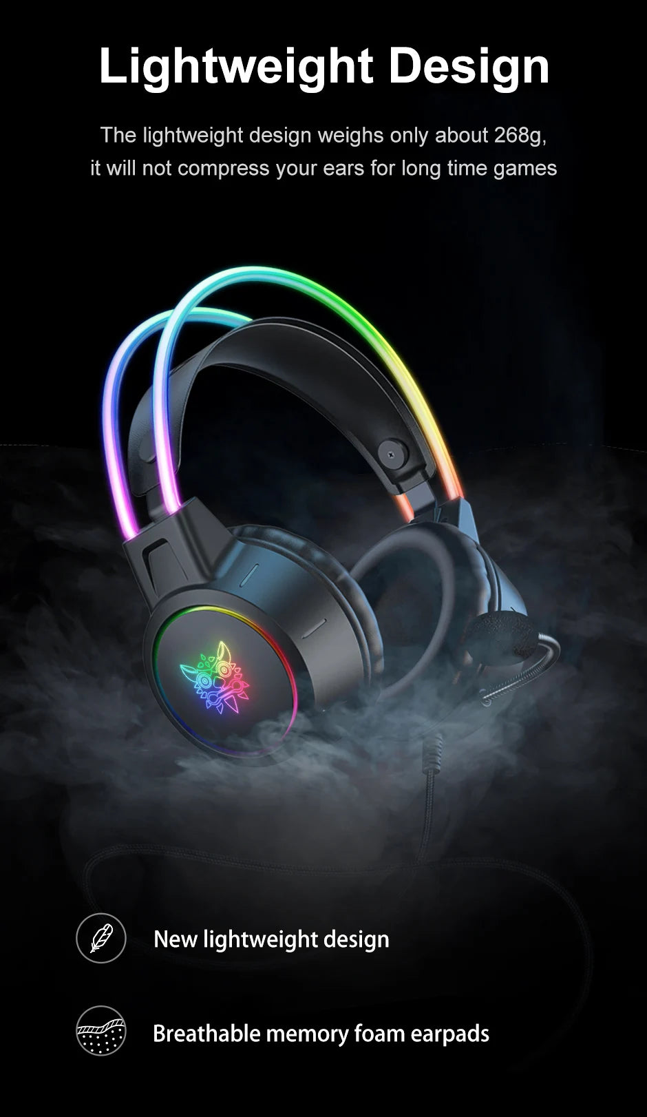 ONIKUMA X15 Pro RGB Gaming Headset – Wired Over-Ear Headphones with Pink Cat Ears & Noise-Cancelling Mic for PC & PS4