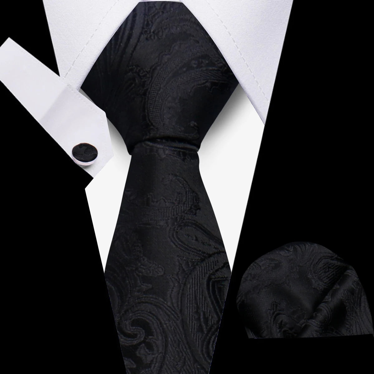 Luxury Necktie Handcraft Cufflinks 3 Pcs Business Wedding Suit Accessories