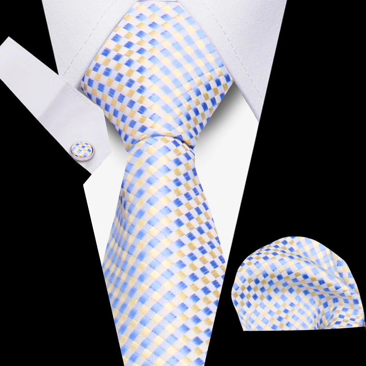 Luxury Necktie Handcraft Cufflinks 3 Pcs Business Wedding Suit Accessories
