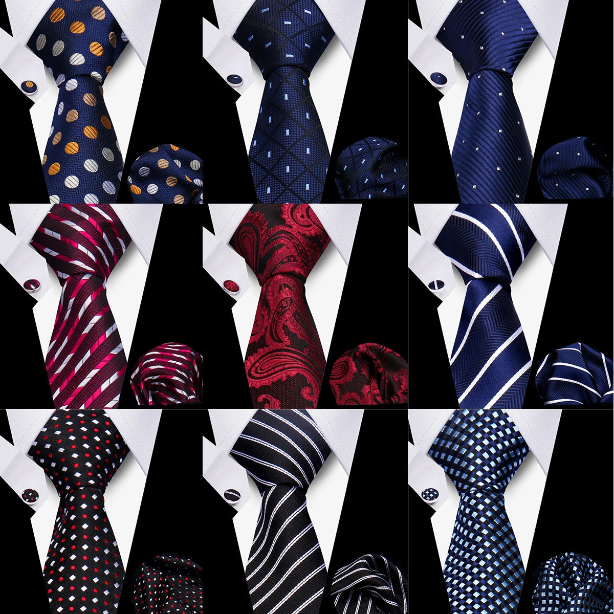 Luxury Necktie Handcraft Cufflinks 3 Pcs Business Wedding Suit Accessories