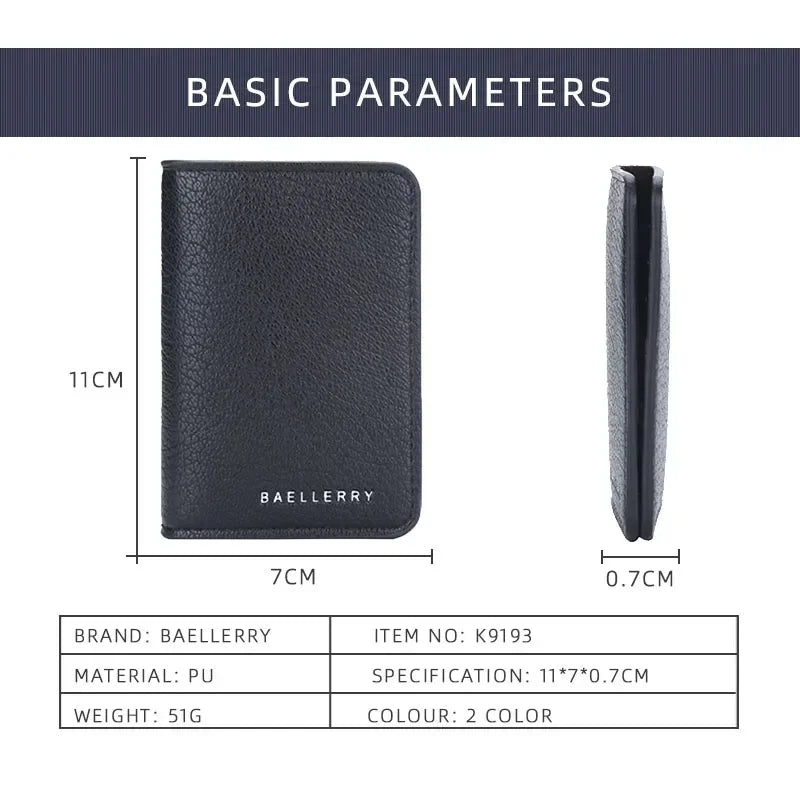 Men's Slim Bifold Wallet: Minimalist PU Leather Card Holder,Multi-Card Slots