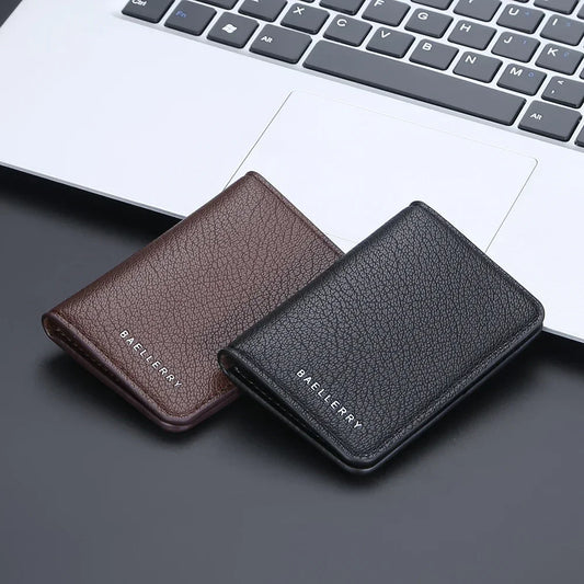 Men's Slim Bifold Wallet: Minimalist PU Leather Card Holder,Multi-Card Slots