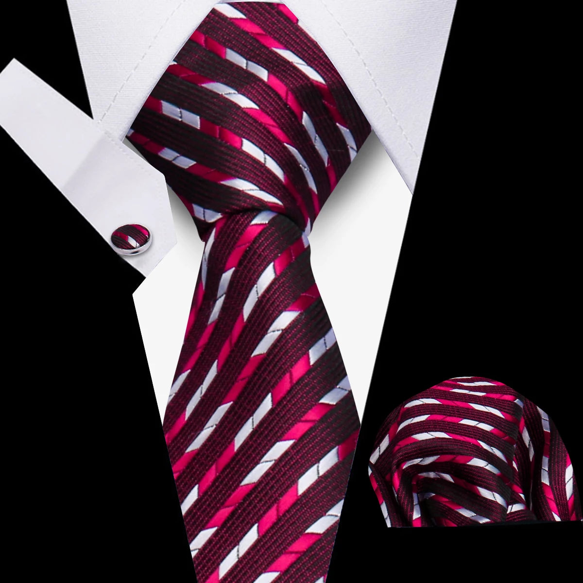 Luxury Necktie Handcraft Cufflinks 3 Pcs Business Wedding Suit Accessories