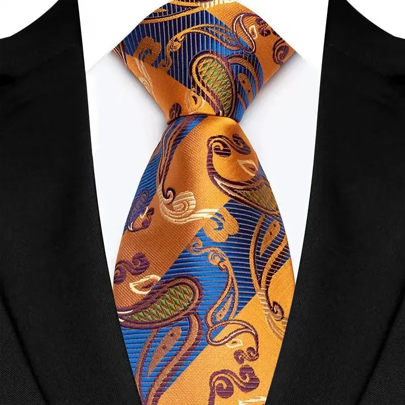 Luxury 8CM Orange Color Neck Tie For Party Jacquard Neckties Adult Brown Neck Ties