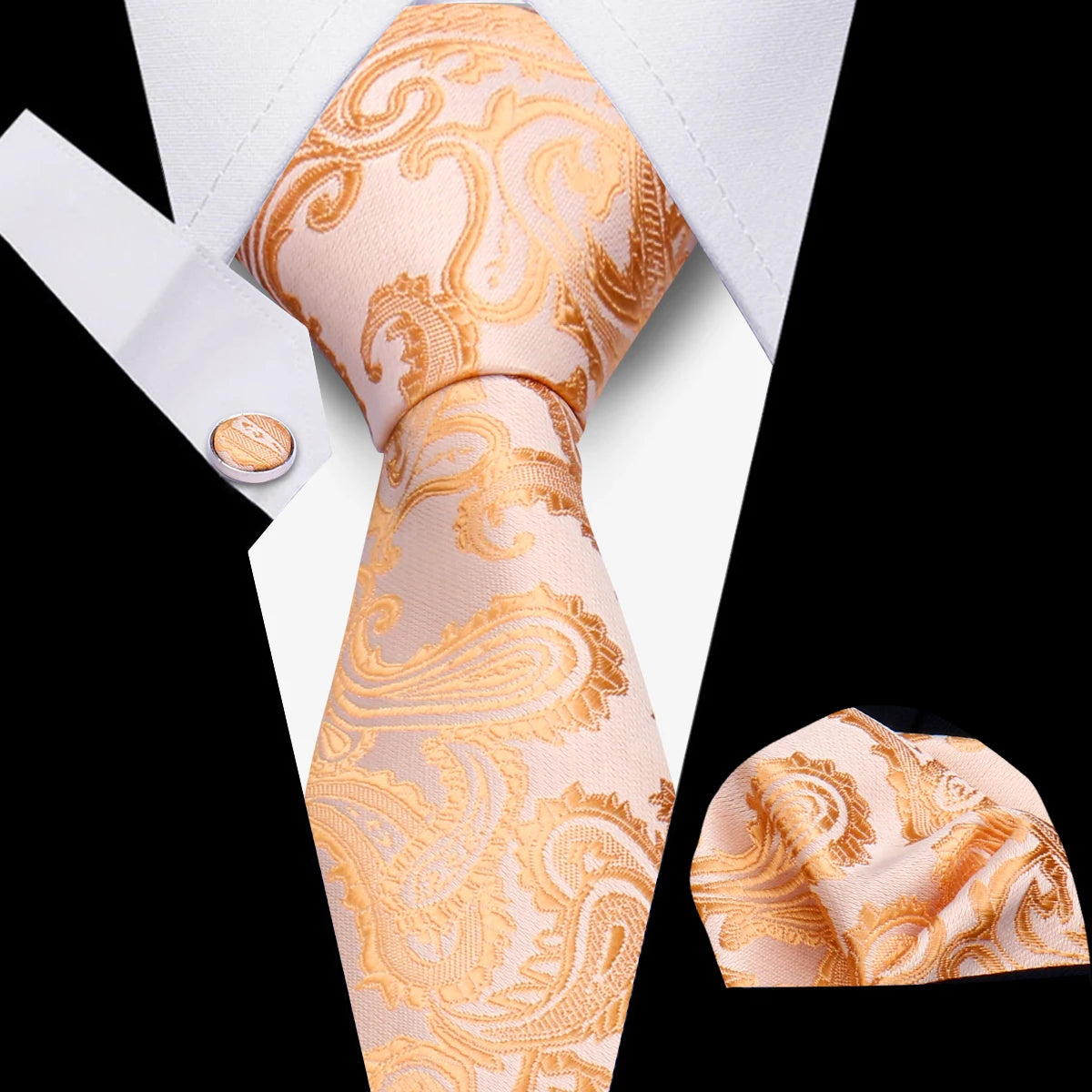 Luxury Necktie Handcraft Cufflinks 3 Pcs Business Wedding Suit Accessories