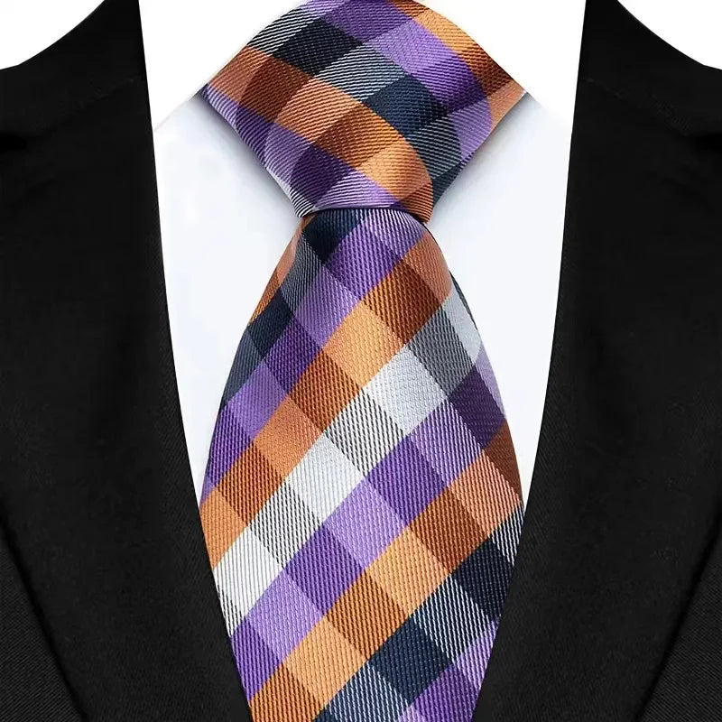 Luxury 8CM Orange Color Neck Tie For Party Jacquard Neckties Adult Brown Neck Ties