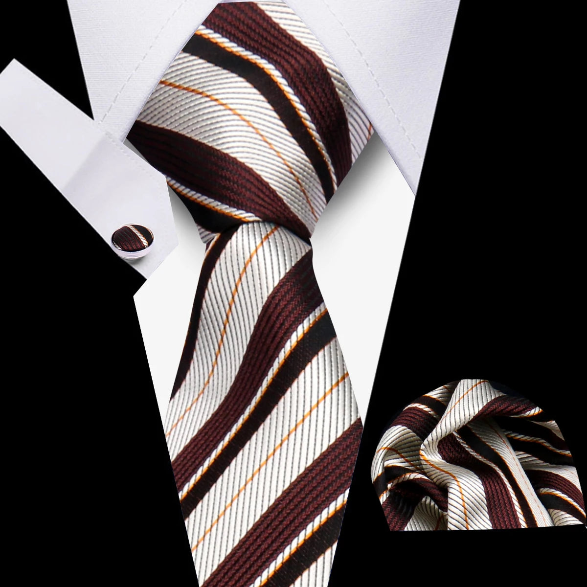 Luxury Necktie Handcraft Cufflinks 3 Pcs Business Wedding Suit Accessories