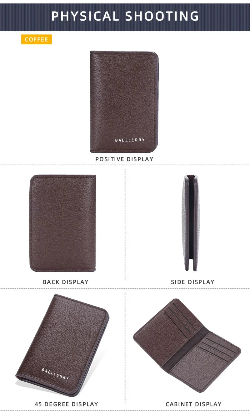 Men's Slim Bifold Wallet: Minimalist PU Leather Card Holder,Multi-Card Slots