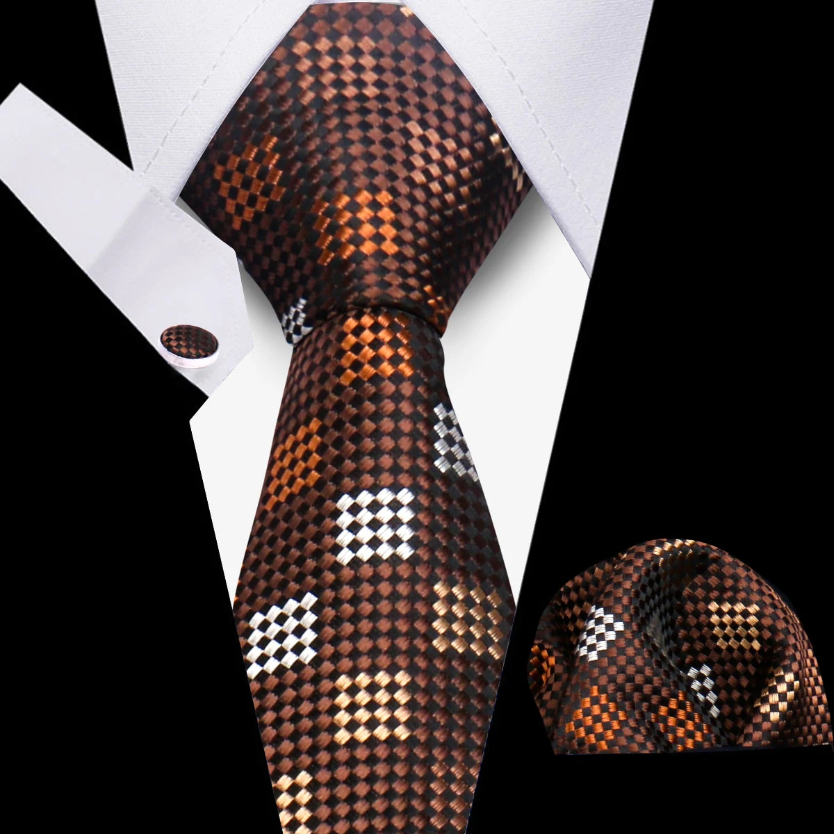 Luxury Necktie Handcraft Cufflinks 3 Pcs Business Wedding Suit Accessories