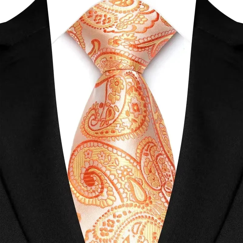 Luxury 8CM Orange Color Neck Tie For Party Jacquard Neckties Adult Brown Neck Ties