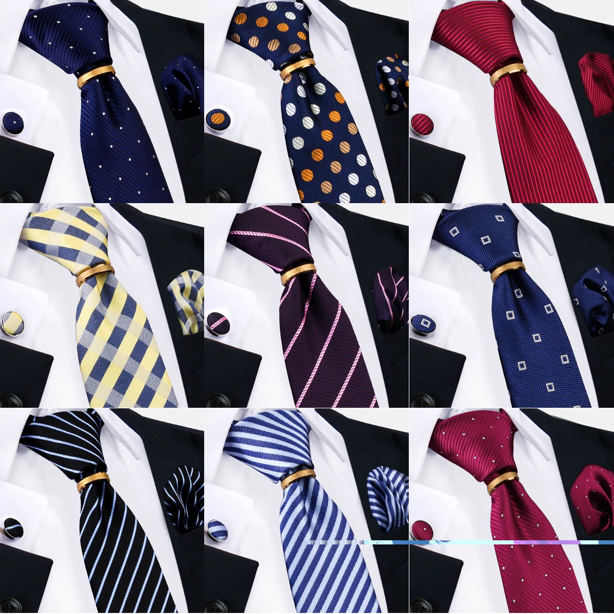 Luxury Necktie Handcraft Cufflinks 3 Pcs Business Wedding Suit Accessories