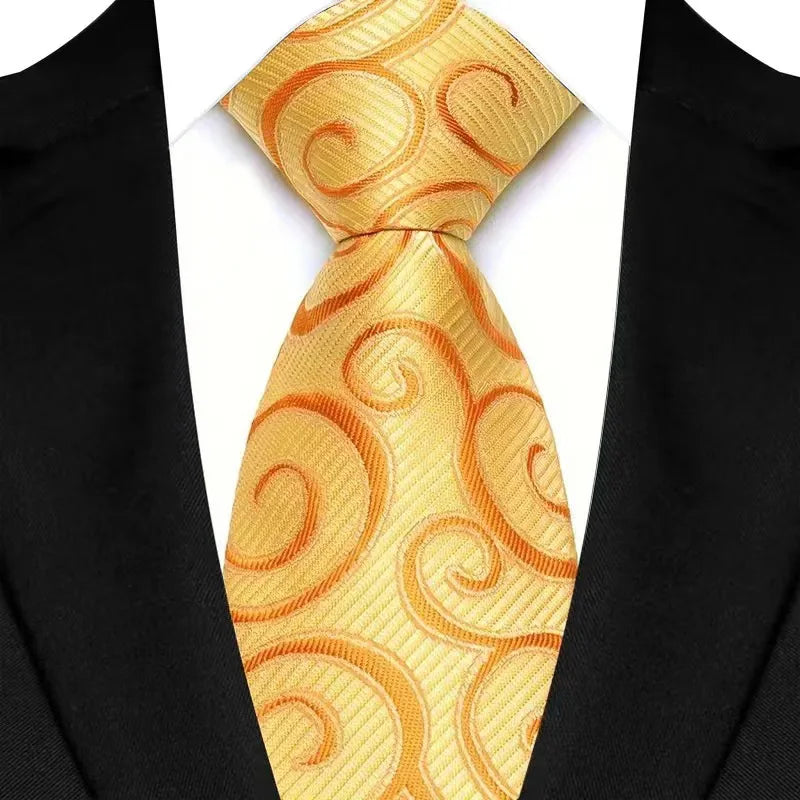 Luxury 8CM Orange Color Neck Tie For Party Jacquard Neckties Adult Brown Neck Ties