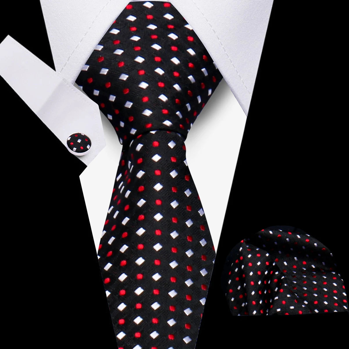 Luxury Necktie Handcraft Cufflinks 3 Pcs Business Wedding Suit Accessories