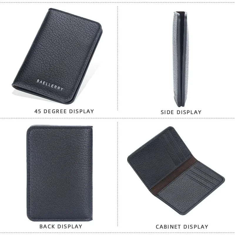 Men's Slim Bifold Wallet: Minimalist PU Leather Card Holder,Multi-Card Slots