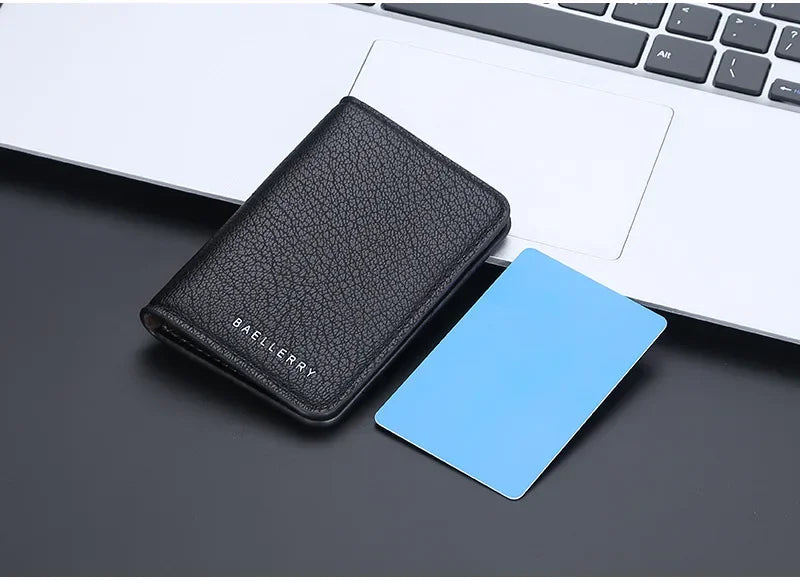 Men's Slim Bifold Wallet: Minimalist PU Leather Card Holder,Multi-Card Slots