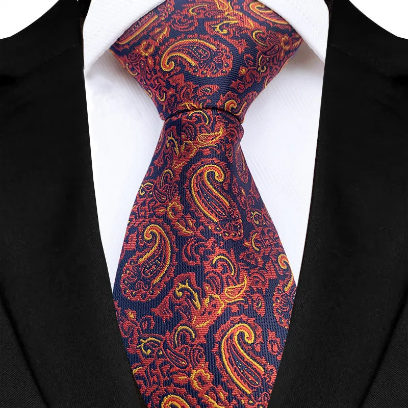 Luxury 8CM Orange Color Neck Tie For Party Jacquard Neckties Adult Brown Neck Ties