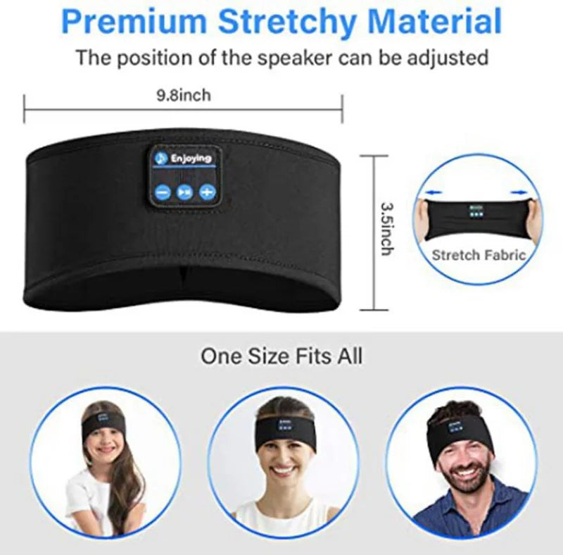 Bandeau de sommeil Bluetooth avec écouteurs sans fil intégrés – Masque de sommeil musical élastique 