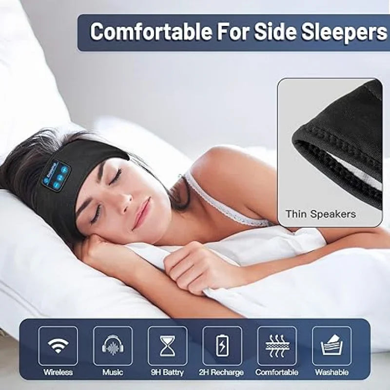 Bandeau de sommeil Bluetooth avec écouteurs sans fil intégrés – Masque de sommeil musical élastique 