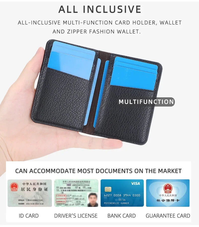 Men's Slim Bifold Wallet: Minimalist PU Leather Card Holder,Multi-Card Slots