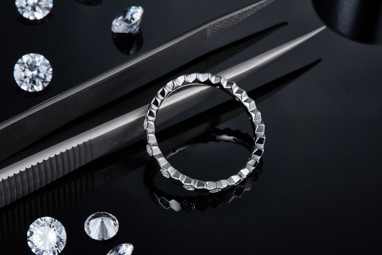 Bee Dance Of Light And Shadow - Luxury Ring Set With Top-quality Moissanite S925 Silver And Platinum-plated