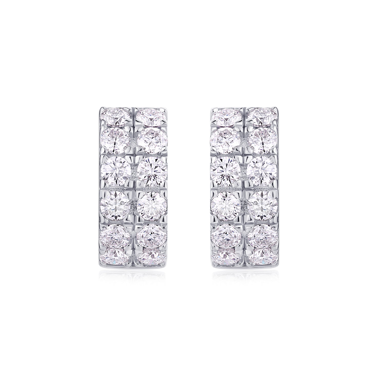 Dynamic - Top-quality Moissanite Luxury Silver Stud Earrings S925, Silver-plated Platinum