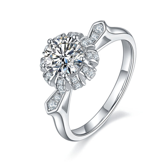 1-carat Luxury Silver Ring Set With Top-quality Moissanite D Color VVS , S925 Silver Plated Platinum