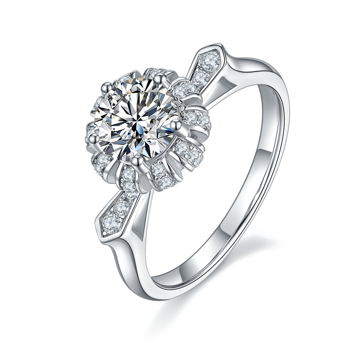 1-carat Luxury Silver Ring Set With Top-quality Moissanite D Color VVS , S925 Silver Plated Platinum