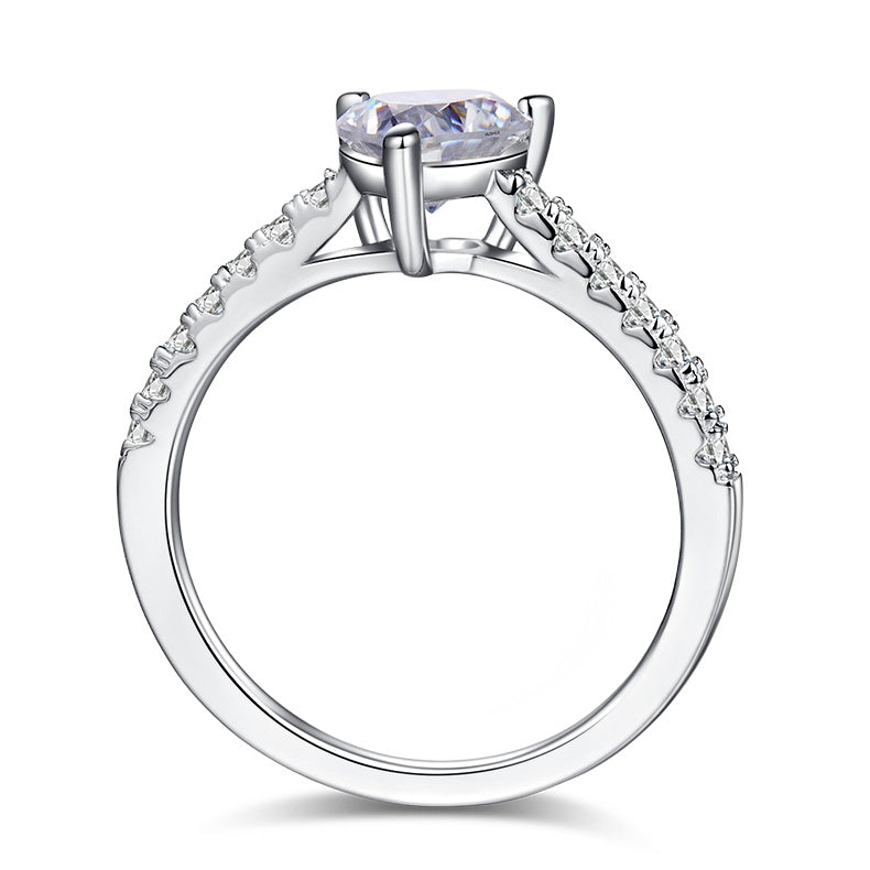 Heart-shaped Moissanite Set With Top-quality Moissanite D Color VVS , Luxury Silver Ring S925 Silver-plated Platinum