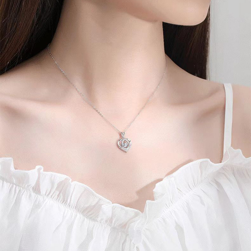 Luxury S925 Silver Beating Heart-shaped Necklace