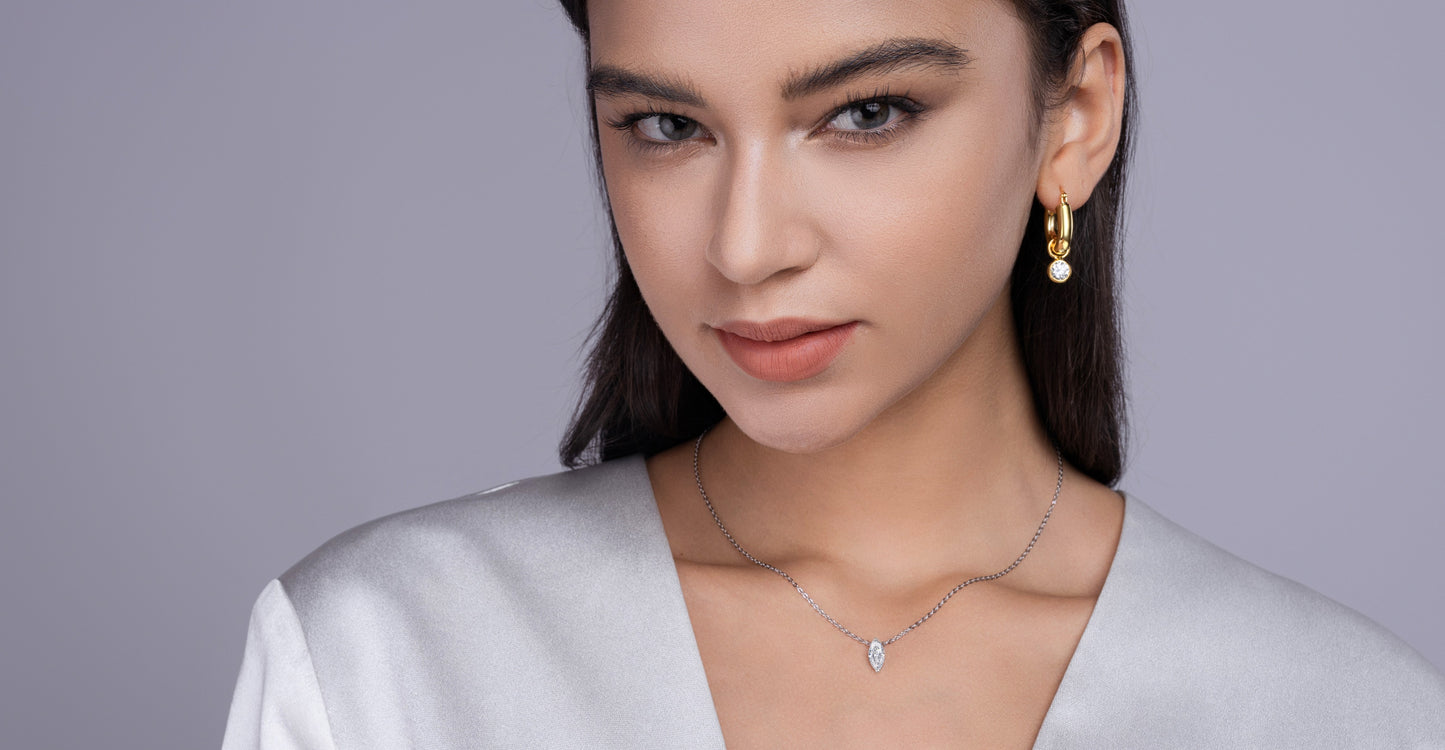 Morning Light Eye - Luxury Moissanite Pendant Necklace – S925 Silver with Gold Plating