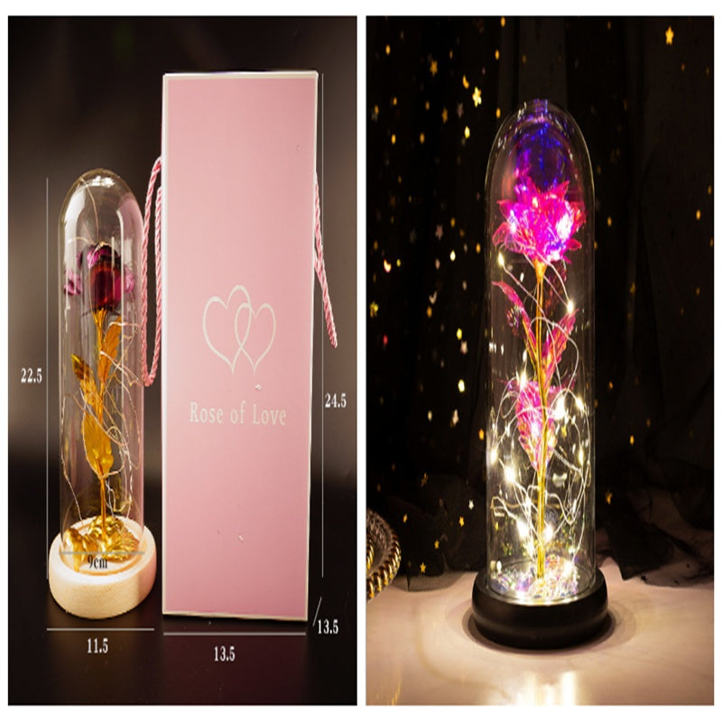 Galaxy Enchanted Rose in Glass Dome with LED Lights | Forever Flower Gift