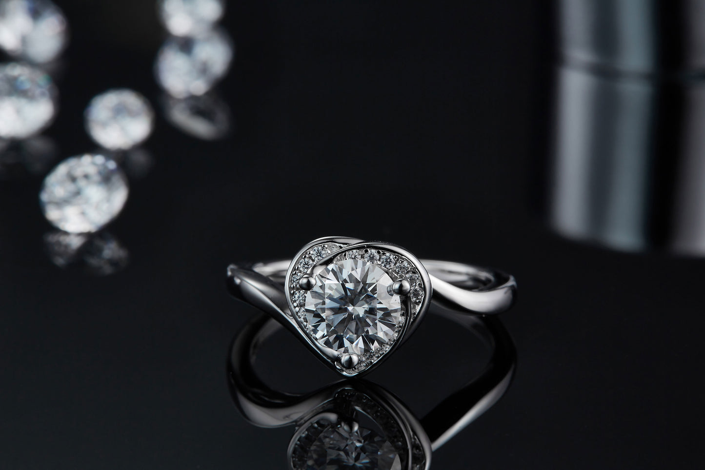 1-carat Luxury Silver Ring Set With Top-quality Moissanite D Color VVS , S925 Silver Plated Platinum