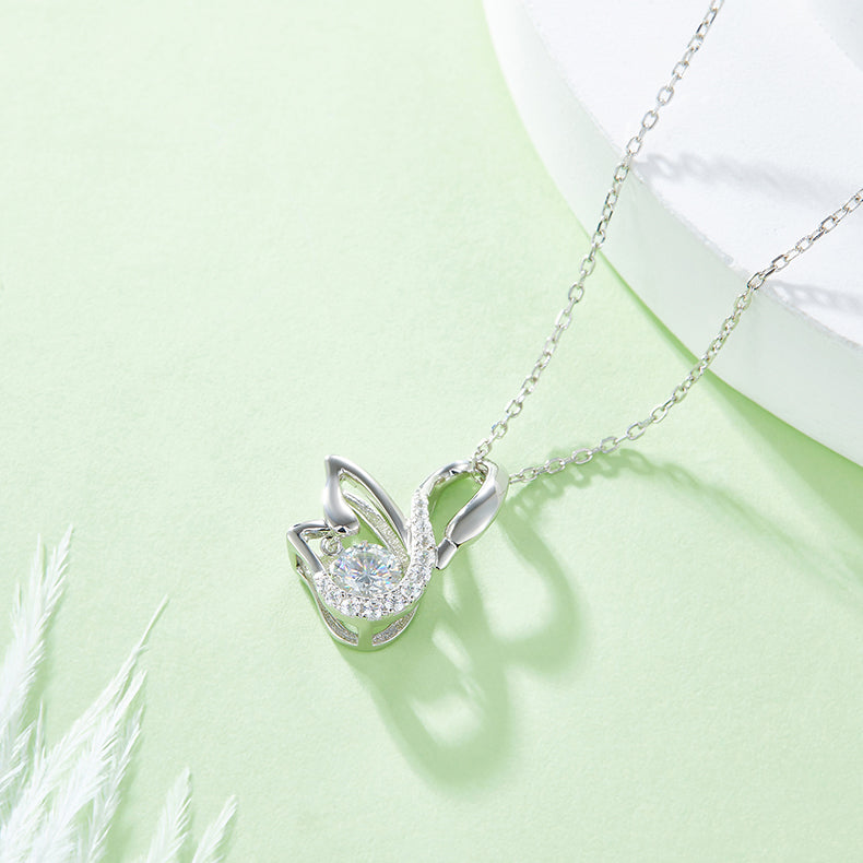 Luxury Silver Necklace Set With Top-quality Moissanite D Color VVS,  S925 Silver Electroplated With Platinum