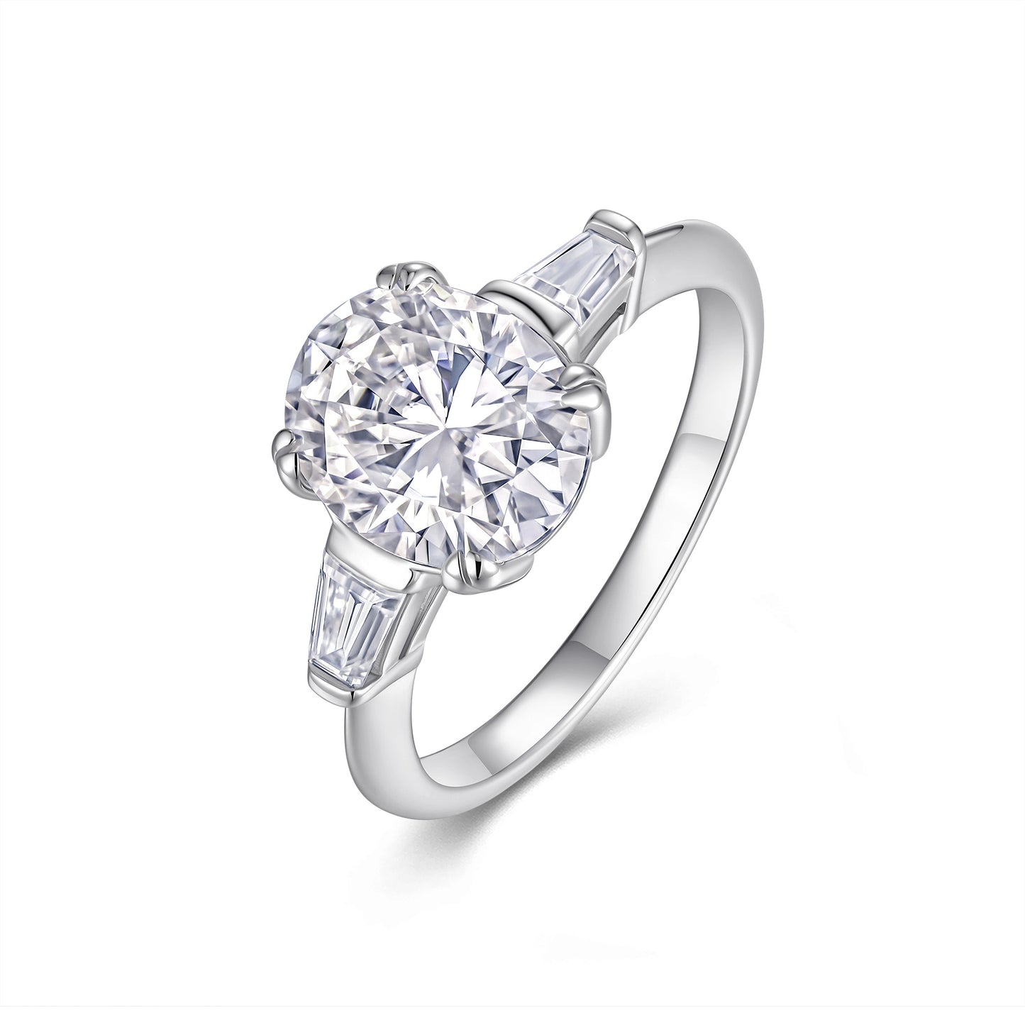 Egg-shaped Moissanite Set With Top-quality Moissanite D Color VVS , Luxury Silver Ring S925 Silver Plated With Platinum