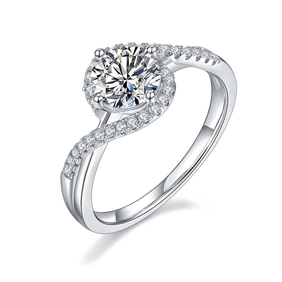 1 Carat D Color VVS1 Moissanite Silver Ring , S925 Sterling Silver Platinum Plated