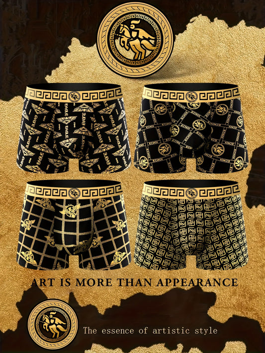 4-Pack Men’s Stylish Printed Boxer Shorts – Soft, Breathable Comfort for Sports & Casual Wear