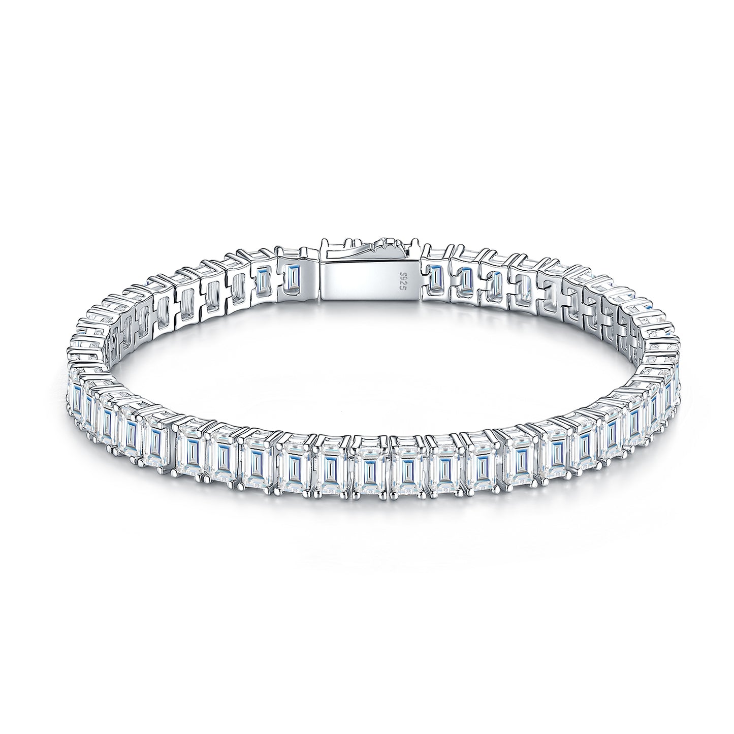 Luxury Silver Bracelet Featuring Top-quality Moissanite D Color VVS, Made Of S925 Silver Electroplated With Platinum.