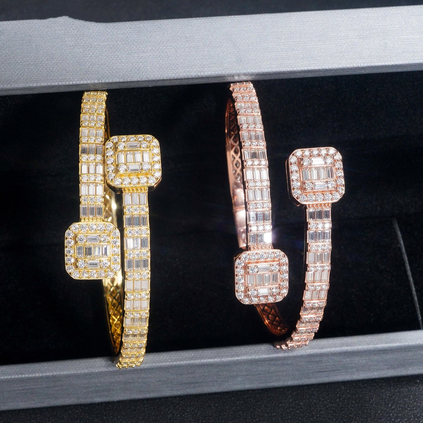 Luxury Square S925 Silver Bracelet   Set with Top-quality Moissanite D Color VVS1 Clarity