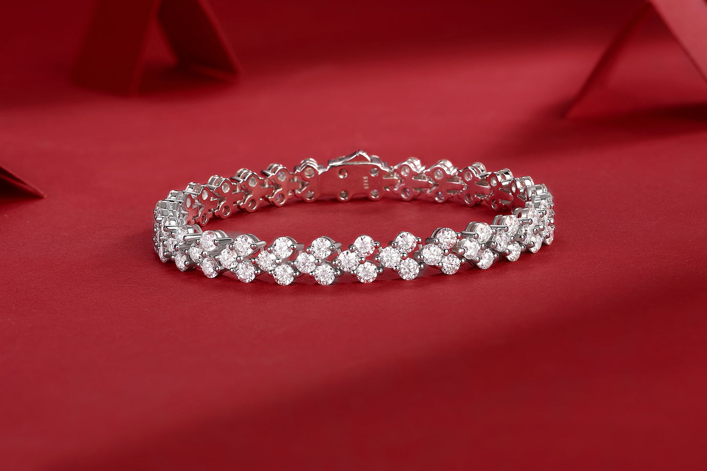 Canon - A Fashionable And Light Luxury Jewelry Silver Bracelet And Bracelet Set With Top-quality Moissanite, S925 Silver-plated Platinum