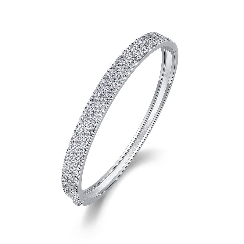 Set With Top-quality Moissanite, This Luxurious And Fashionable Light Luxury Jewelry Silver Bracelet Is Made Of S925 Silver Electroplated With Platinum