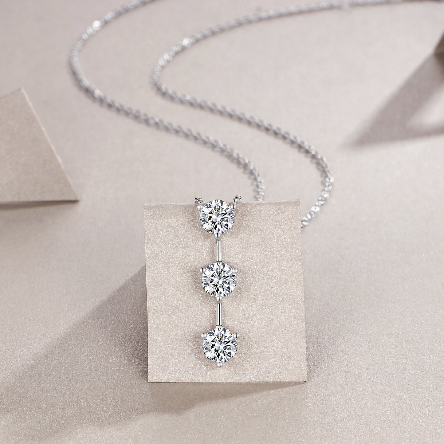 1 Carat Silver Necklace Set With Top Grade Moissanite D Color VVS , Made Of S925 Silver Plated Platinum.