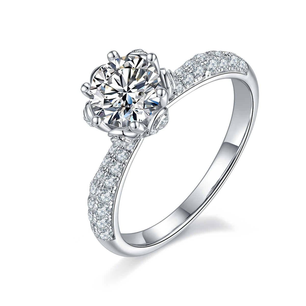 1-carat Luxury And Fashionable Light Luxury Jewelry Silver Ring Set With Top-quality Moissanite, S925 Silver Plated Platinum